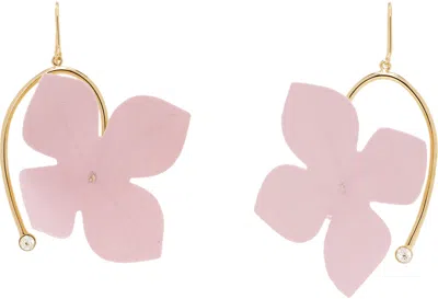 Marni Poplin Flower Hook Earrings In Pink