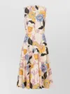 Marni Poplin Midi Dress Melodia Floral Motif In Multi