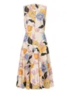 Marni Poplin Midi Dress With Melody Print Clothing In Neutral