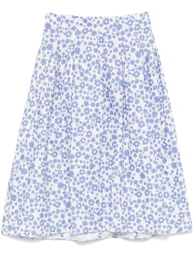 Marni Poplin Midi Skirt In White