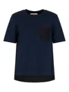 Marni Poplin-pocket Logo T-shirt In Blue