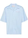 Shop Marni Poplin Shirt With Logo Print