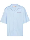 Shop Marni Poplin Shirt With Logo Print