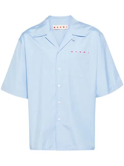 Marni Poplin Shirt With Logo Print