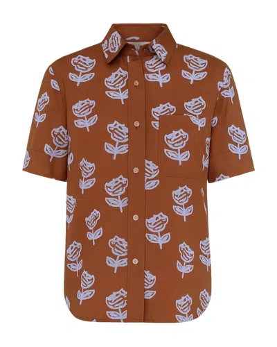 Marni Poplin Short-sleeve Shirt In Brown