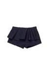 Marni Poplin Shorts With Flounces In Blue