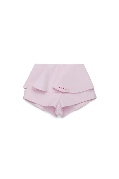 Marni Poplin Shorts With Flounces In Pink