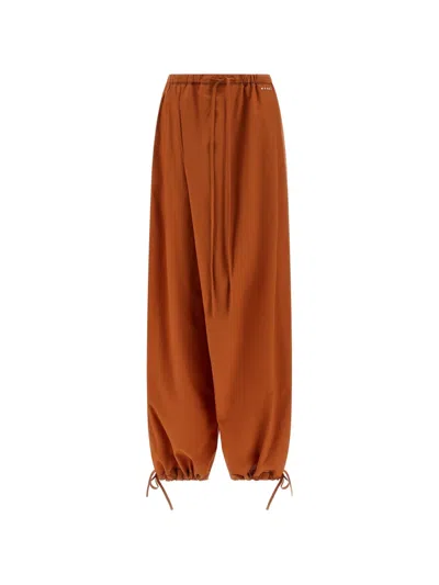 Marni Poplin Trousers In Orange