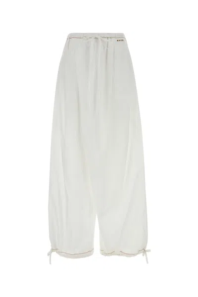 Marni Poplin Wide-leg Pants In White