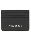 Marni Logo-embroidered Leather Card Holder In Black