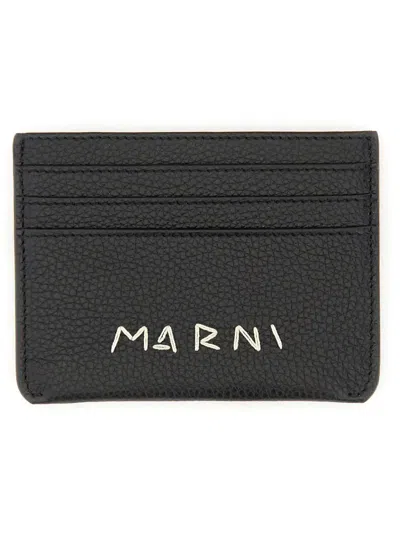 Marni Card Holder With Logo Darning In Black