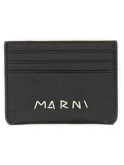 Marni Portacarte Con Rammendo Logo In Black