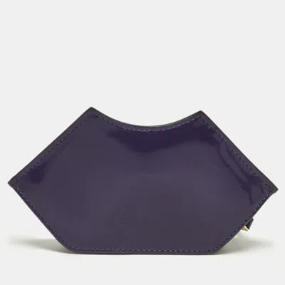 Pre-owned Marni Portamonete Purple Leather Zip Clutch