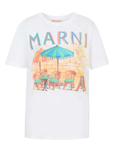 Marni Postcard-print Short-sleeve T-shirt In White