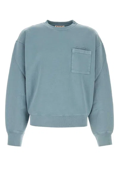 Marni Powder Light Blue Cotton Sweatshirt