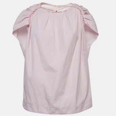 Pre-owned Marni Powder Pink Cotton Pleated Cap Sleeve Blouse S