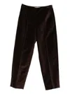 Marni Velvet Straight-leg Ankle Pants In Brown