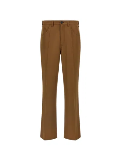 Marni Pressed-crease Trousers In Brown