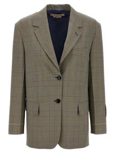 Marni Prince Of Wales Blazer In Green