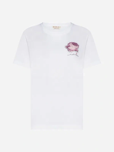 Marni Print Cotton T-shirt In White