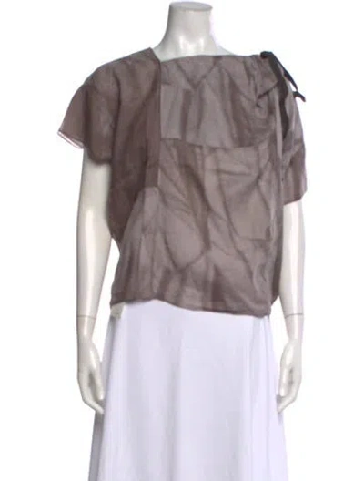 Pre-owned Marni Printed Asymmetrical Top In Gray