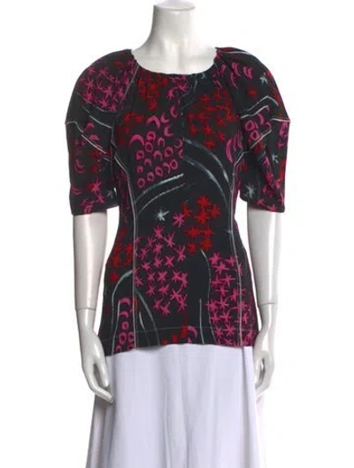 Pre-owned Marni Printed Bateau Neckline T-shirt In Black