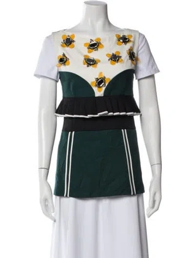 Pre-owned Marni Printed Bateau Neckline T-shirt In Green