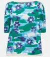 Marni Printed Cady Top In Illusion Blue
