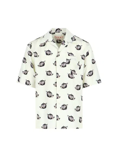 MARNI MARNI PRINTED CAMP COLLAR SHIRT – CREAM