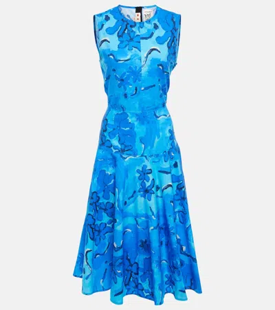 Marni Floral Patterned Midi Dress In Blue