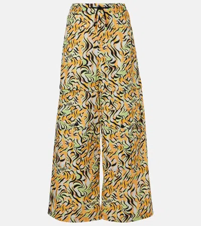 Marni Animal-print Straight-leg Trousers In Orange