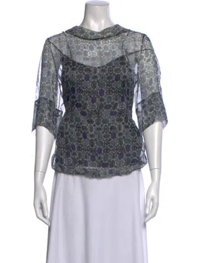 Pre-owned Marni Printed Cowl Neck Blouse In Multicolor