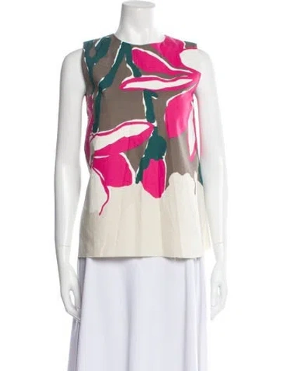 Pre-owned Marni Printed Crew Neck Blouse In Neutral