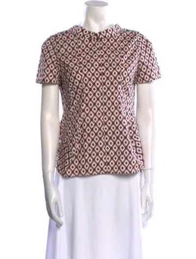 Pre-owned Marni Printed Crew Neck Blouse In White