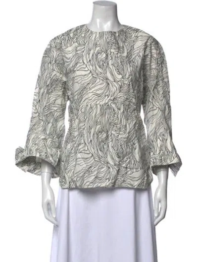 Pre-owned Marni Printed Crew Neck Blouse In White