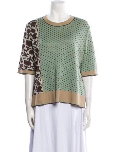 Pre-owned Marni Printed Crew Neck Sweater In Green