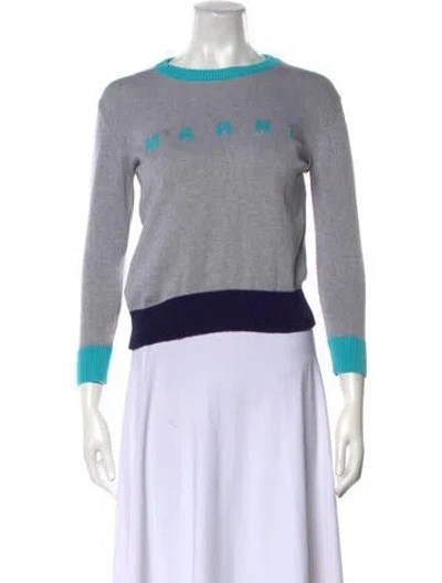 Pre-owned Marni Kids' Printed Crew Neck Sweater In Grey