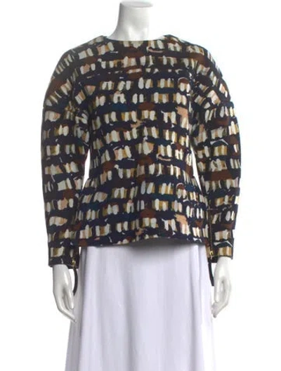 Pre-owned Marni Printed Crew Neck Top In Blue
