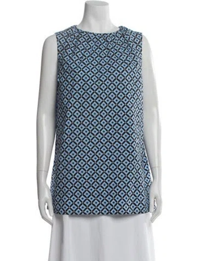 Pre-owned Marni Printed Crew Neck Top In Blue