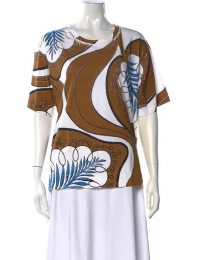 Pre-owned Marni Printed Crew Neck T-shirt In Blue