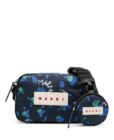 Marni Printed Crossbody Bag In Blue