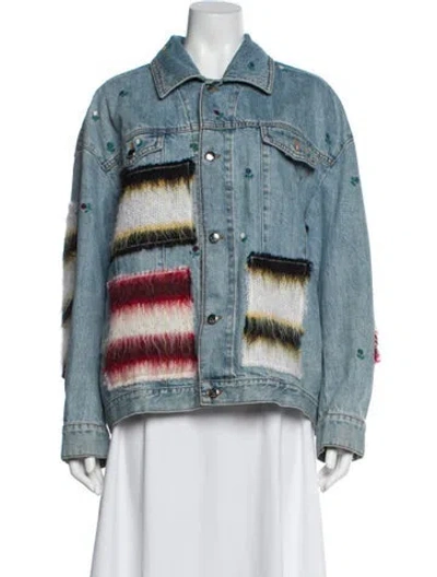 Pre-owned Marni Printed Denim Jacket In Blue