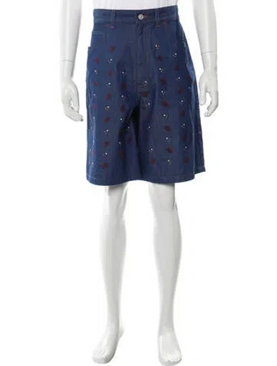 Pre-owned Marni Printed Denim Shorts In Blue