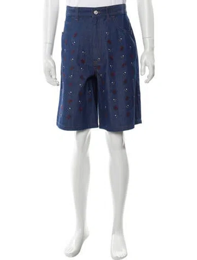Pre-owned Marni Printed Denim Shorts In Blue