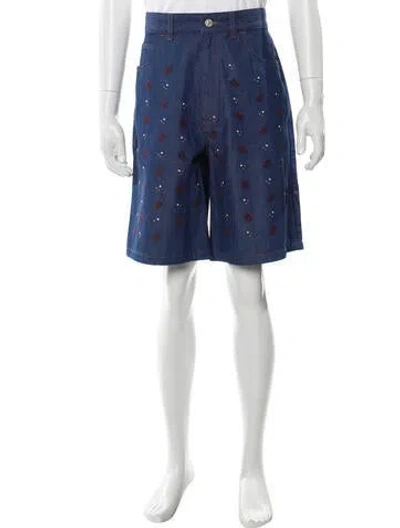 Pre-owned Marni Printed Denim Shorts In Blue