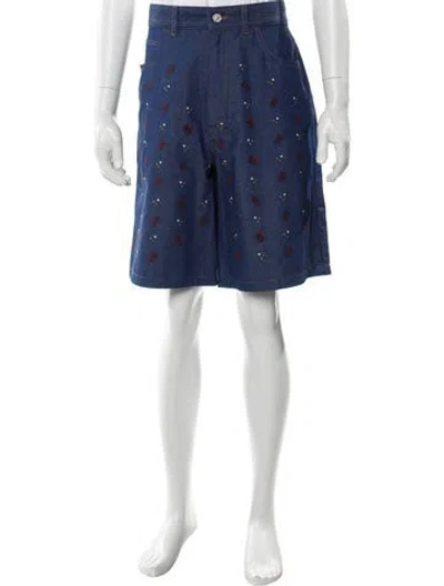 Pre-owned Marni Printed Denim Shorts In Blue