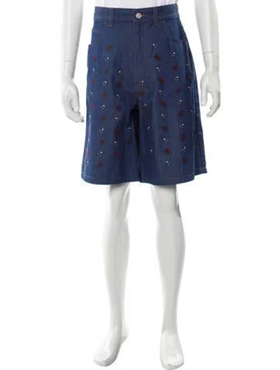 Pre-owned Marni Printed Denim Shorts In Blue