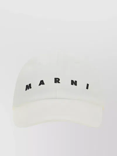 Marni Logo Embroidery Cap Hats White In Lily White