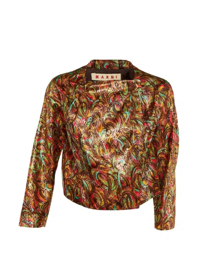 Pre-owned Marni Printed Jacquard Jacket In Brown