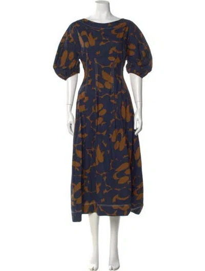Pre-owned Marni Printed Long Dress In Blue